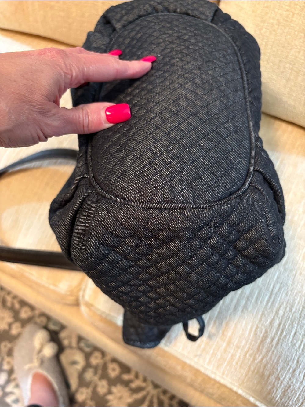 Vera Bradley Black Quilted Shoulder Tote - Picture 5 of 12